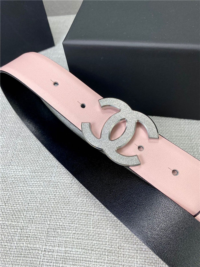 Chanel BELT Calfskin Gold/Silver Metal 30MM 2-1011 Pink 2022 High