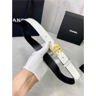 Chanel BELT Calfskin Gold/Silver Metal 30MM 2-1011 White 2022 High