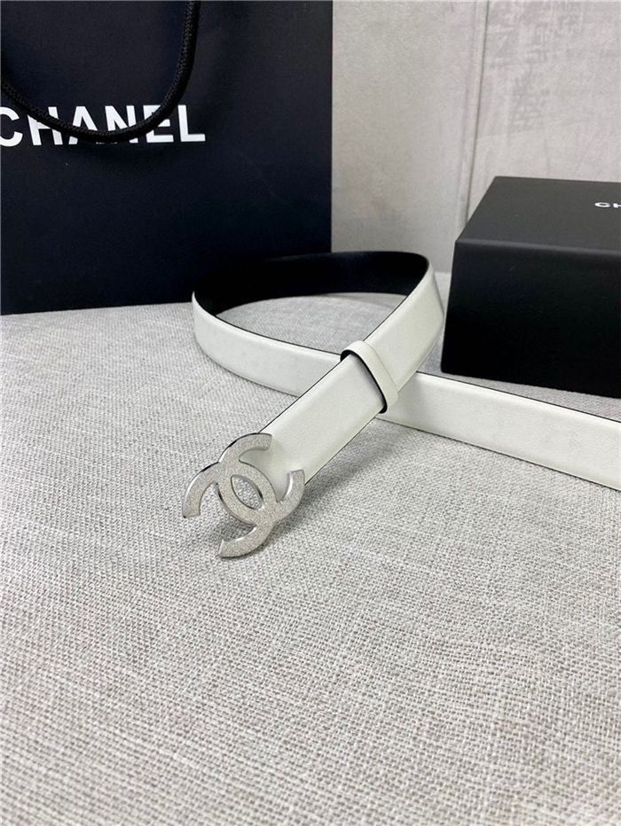 Chanel BELT Calfskin Gold/Silver Metal 30MM 2-1011 White 2022 High