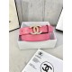 Chanel BELT Calfskin Gold/Silver Metal & Strass 30MM 2-1005 Rose Pink 2022 High