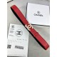 Chanel BELT Calfskin Gold/Silver Metal & Strass 30MM 2-1005 Red 2022 High