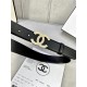 Chanel BELT Calfskin Gold/Silver Metal & Strass 30MM 2-1005 Black 2022 High