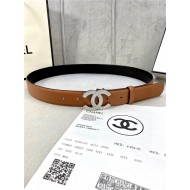 Chanel BELT Calfskin Gold/Silver Metal & Strass 30MM 2-1005 Brown 2022 High