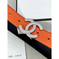 Chanel BELT Calfskin Gold/Silver Metal & Strass 30MM 2-1005 Orange 2022 High