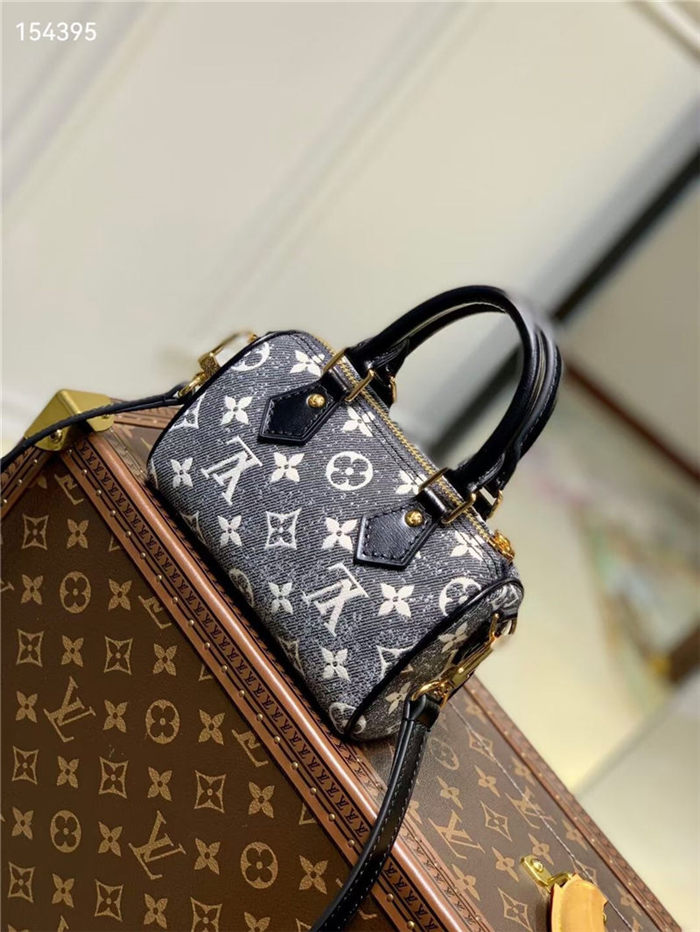 Louis Vuitton NANO SPEEDY Denim textile jacquard M82242 High