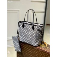 Louis Vuitton Neverfull MM Bag Denim textile jacquard M21465 High