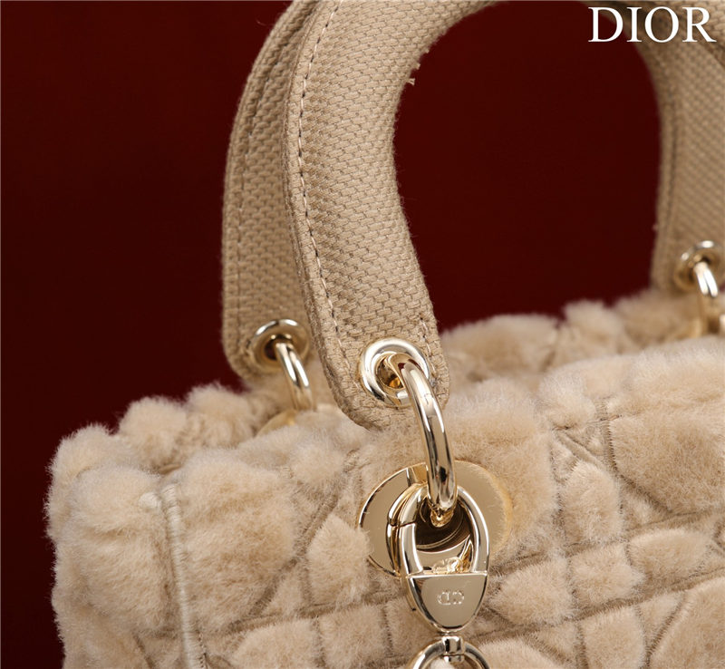 MEDIUM LADY D-LITE BAG Cannage Shearling High