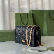 Gucci GG Matelassé chain wallet 723787 Leather Black High