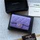 CLASSIC CARD HOLDER AP0214 Grained Calfskin Purple Gold-Tone Metal High