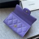 CLASSIC CARD HOLDER AP0214 Grained Calfskin Purple Gold-Tone Metal High