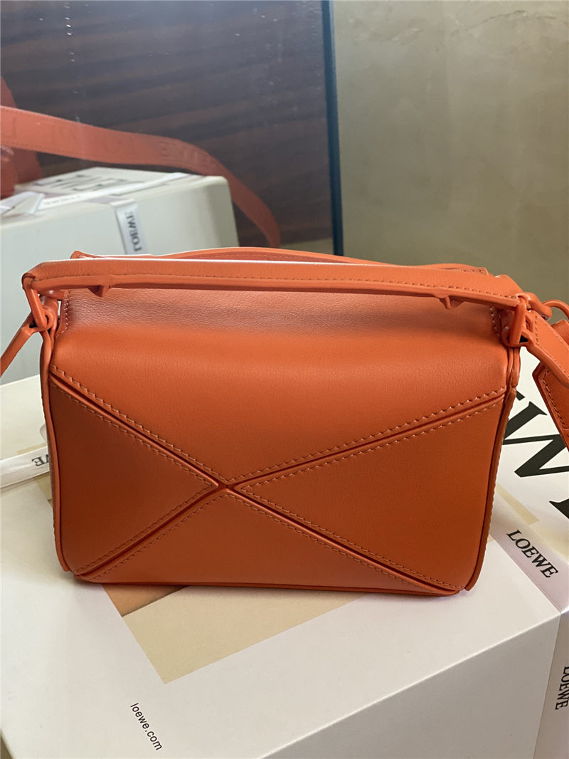 Small Puzzle bag in satin calfskin Orange High