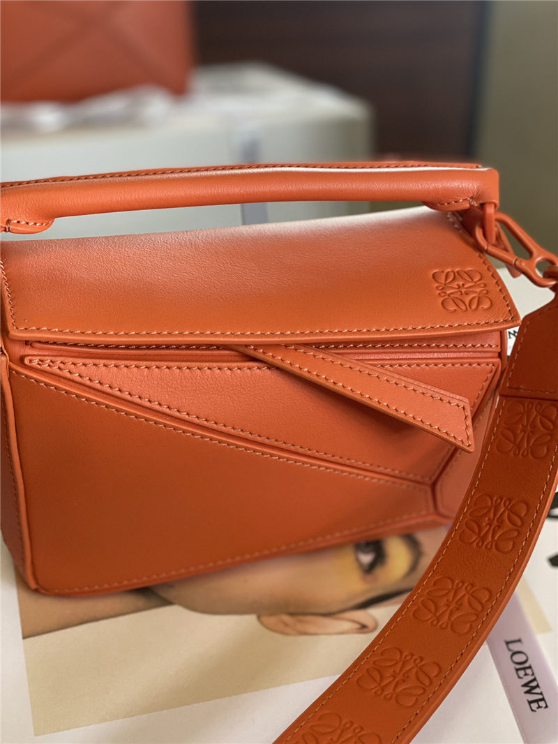 Small Puzzle bag in satin calfskin Orange High