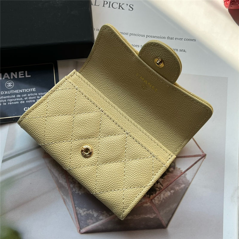 CLASSIC CARD HOLDER AP0214 Grained Calfskin Yellow Gold-Tone Metal High