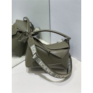 Small Puzzle bag in satin calfskin with jacquard strap Tea Dust Glaze High