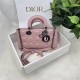 LADY D-JOY BAG MEDIUM Cannage Lambskin Pink Pewter Metal High