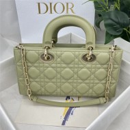 LADY D-JOY BAG MEDIUM Cannage Lambskin Grey Green High