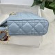 LADY D-JOY BAG MEDIUM Cannage Lambskin Grey Blue High