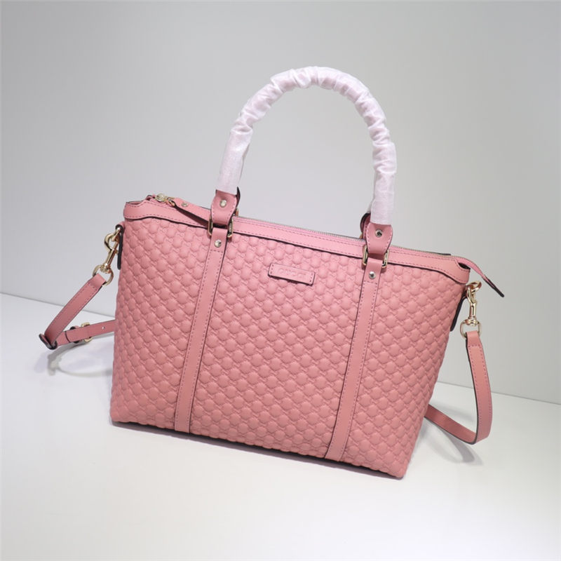 Gucci GUCCISSIMA LEATHER MICRO GG MEDIUM TOTE SHOULDER BAG 449656 Pink High