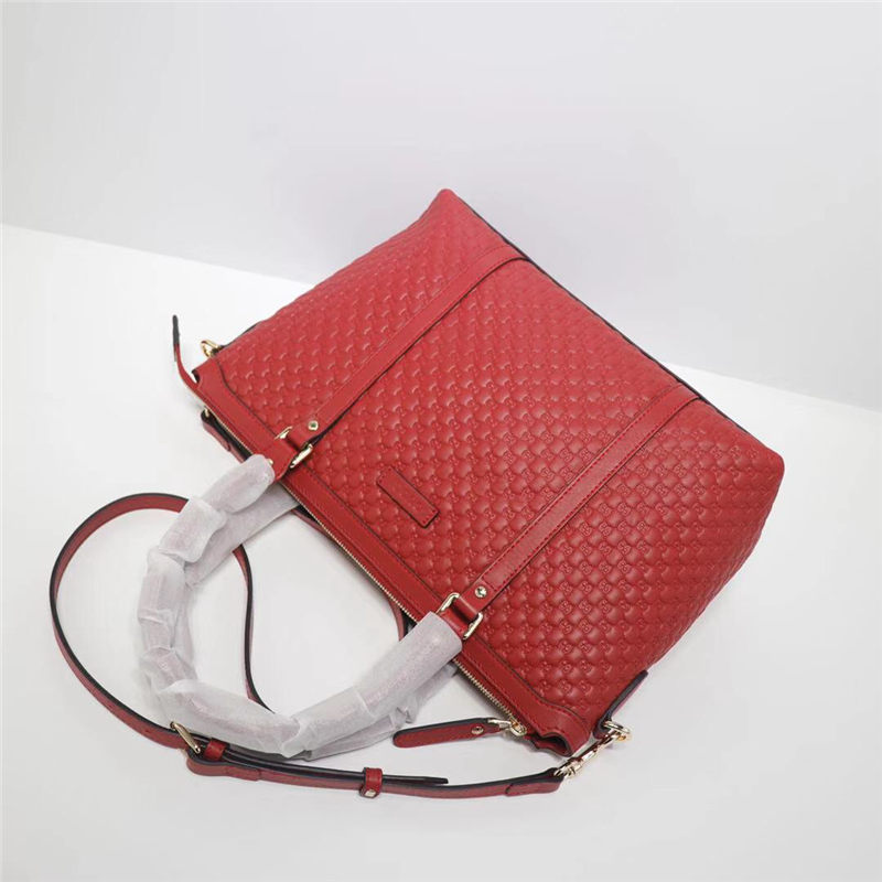 Gucci GUCCISSIMA LEATHER MICRO GG MEDIUM TOTE SHOULDER BAG 449656 Red High