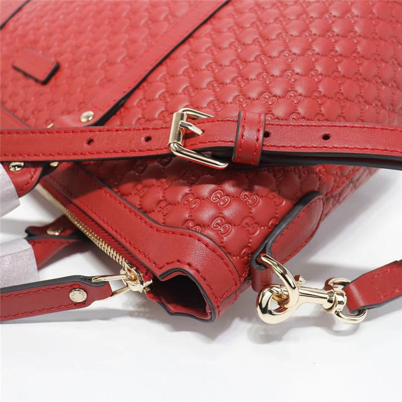 Gucci GUCCISSIMA LEATHER MICRO GG MEDIUM TOTE SHOULDER BAG 449656 Red High