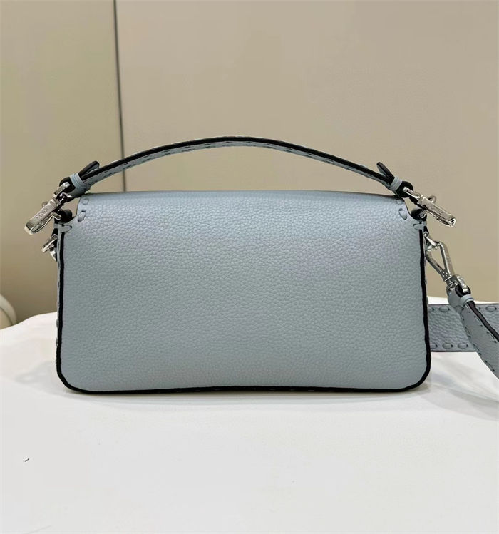 BAGUETTE Selleria bag with oversized topstitching Grey Blue High