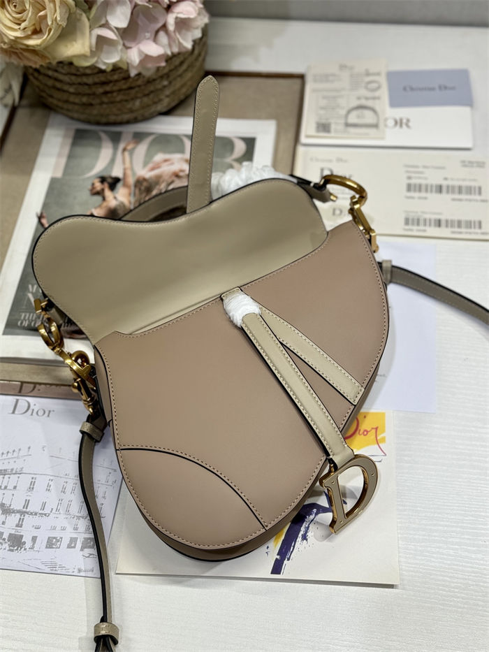 SADDLE BAG With Strap Two-Tone Calfskin High