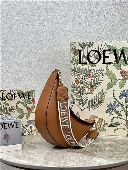 Small LOEWE Luna bag in satin calfskin and jacquard Pecan High