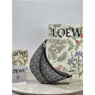 Small LOEWE Luna bag in Anagram jacquard and classic calfskin Black High