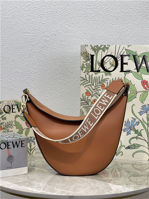 LOEWE Luna bag in in satin calfskin and jacquard Pecan High