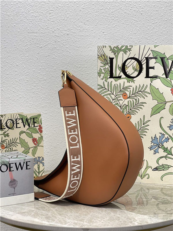 LOEWE Luna bag in in satin calfskin and jacquard Pecan High