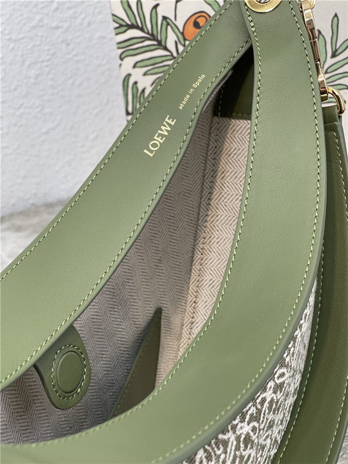 LOEWE Luna bag in Anagram jacquard and classic calfskin Green High