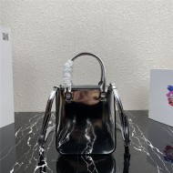 Prada Small brushed leather tote 1BA331 Silver High