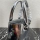 Prada Small brushed leather tote 1BA331 Silver High