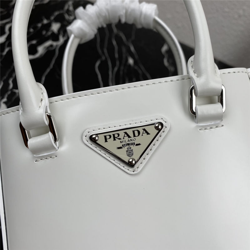 Prada Small brushed leather tote 1BA331 White High