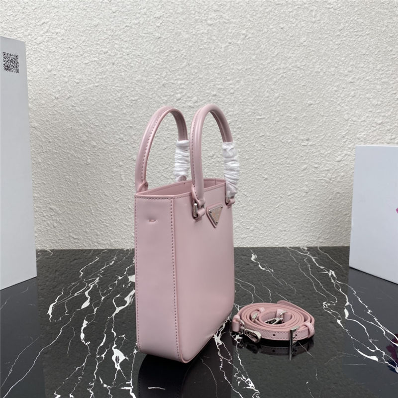 Prada Small brushed leather tote 1BA331 Pink High