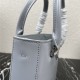 Prada Small brushed leather tote 1BA331 Blue High