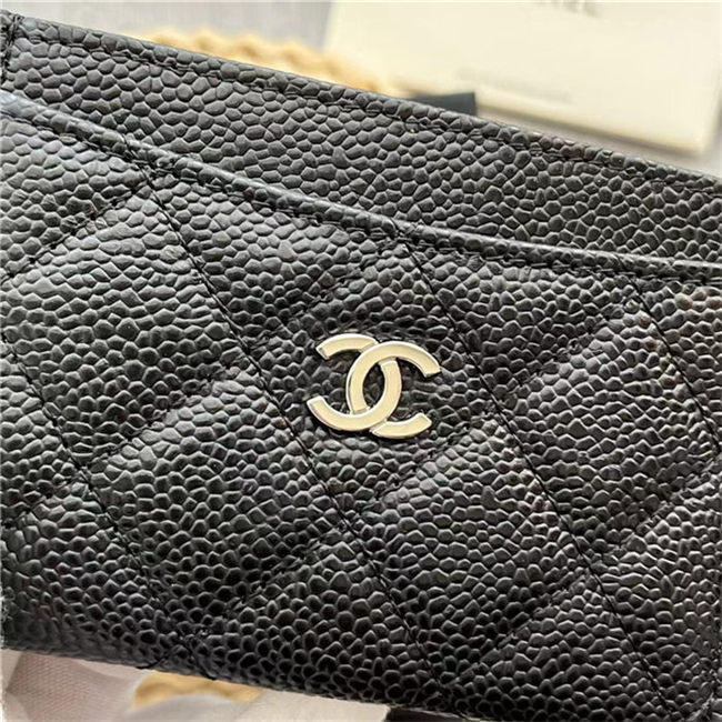 Chanel CLASSIC CARD HOLDER AP0213 Grained Calfskin & Silver-Tone Metal High