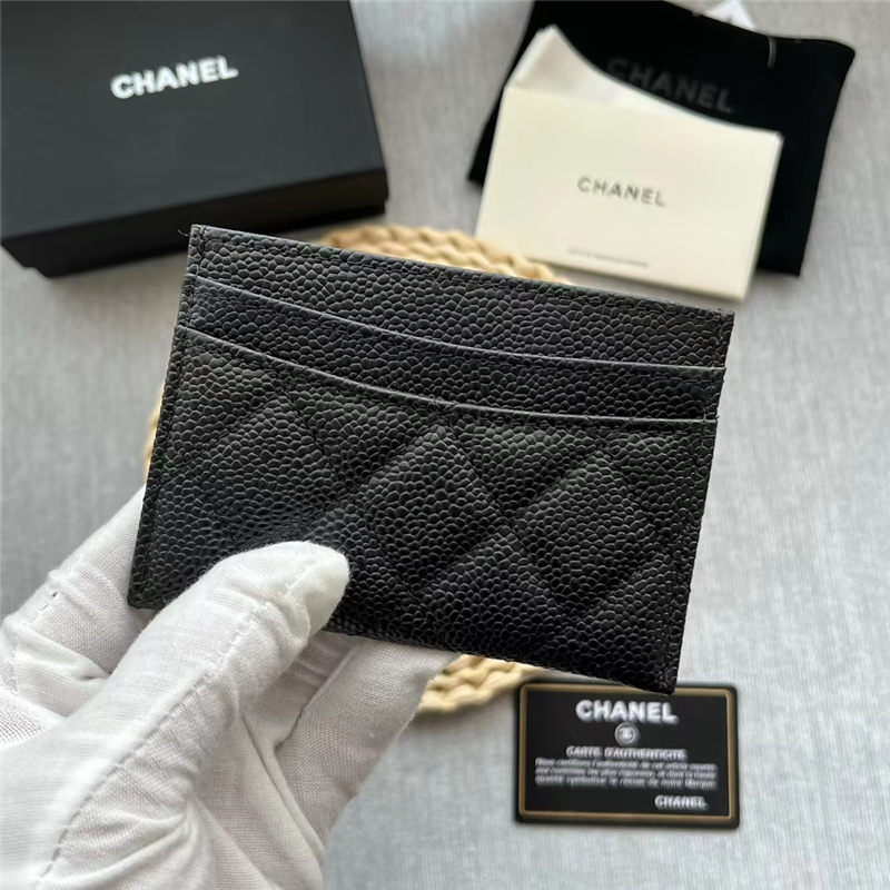 Chanel CLASSIC CARD HOLDER AP0213 Grained Calfskin & Silver-Tone Metal High