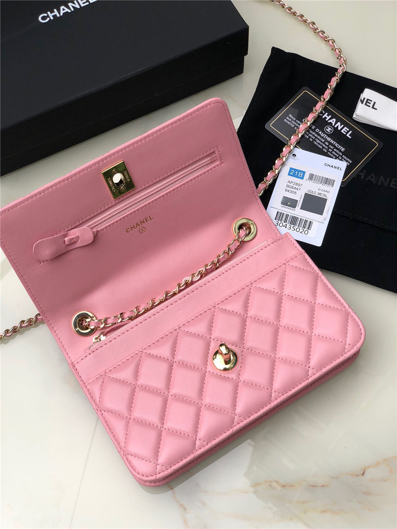 Chanel WALLET ON CHAIN AP2897 Lambskin & Gold-Tone Metal AP2897 Pink A