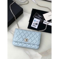 Chanel WALLET ON CHAIN AP2897 Lambskin & Gold-Tone Metal AP2897 Blue A