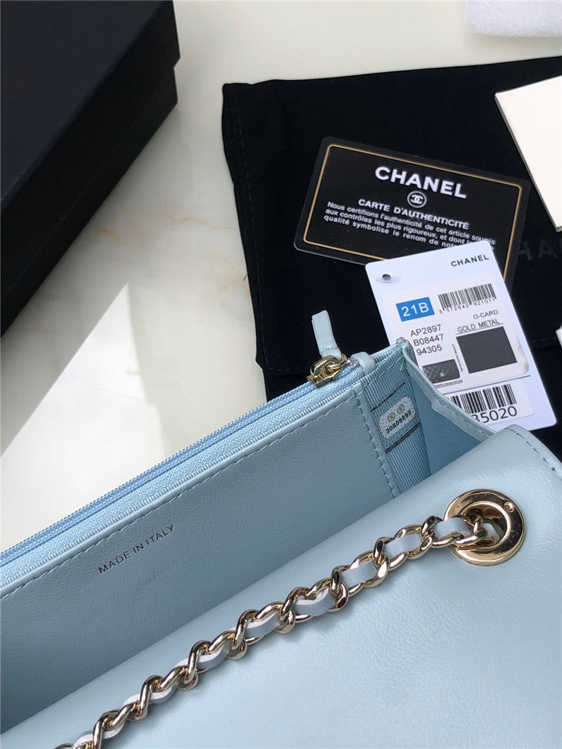 Chanel WALLET ON CHAIN AP2897 Lambskin & Gold-Tone Metal AP2897 Blue A