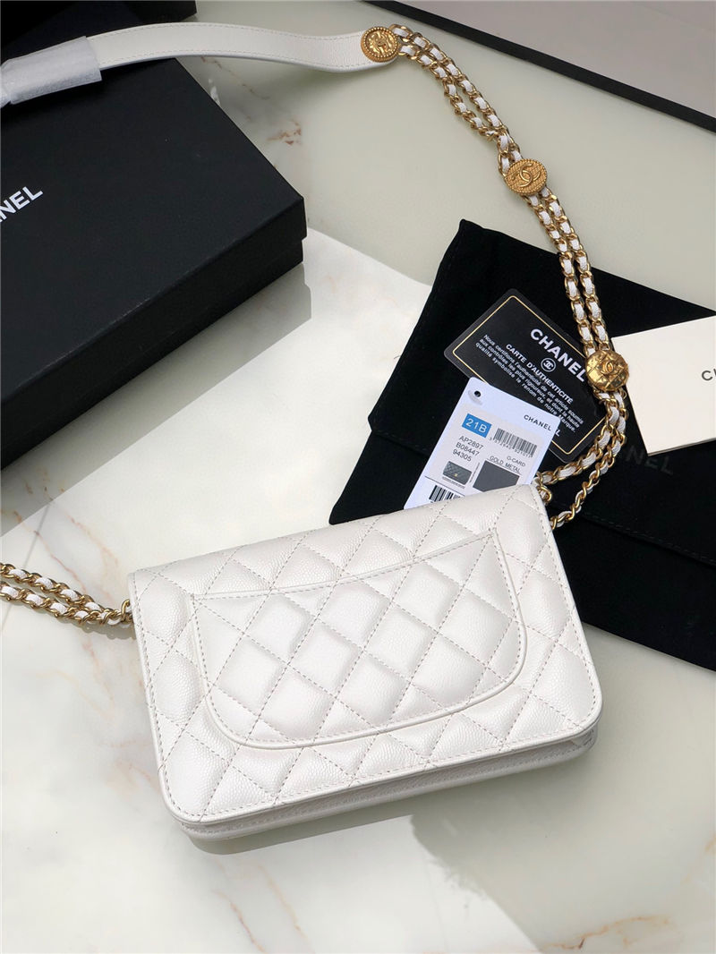 Chanel WALLET ON CHAIN AP2897 Grained Calfskin & Gold-Tone Metal AP2897 White A