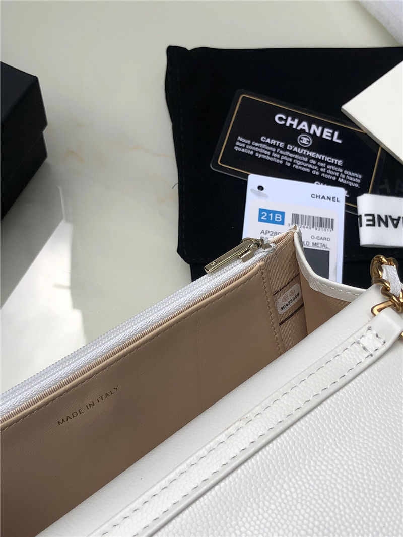 Chanel WALLET ON CHAIN AP2897 Grained Calfskin & Gold-Tone Metal AP2897 White A