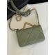 Chanel 19 WALLET ON CHAIN Shiny Lambskin, Gold/Silver-Tone & Ruthenium-Finish Metal Green A