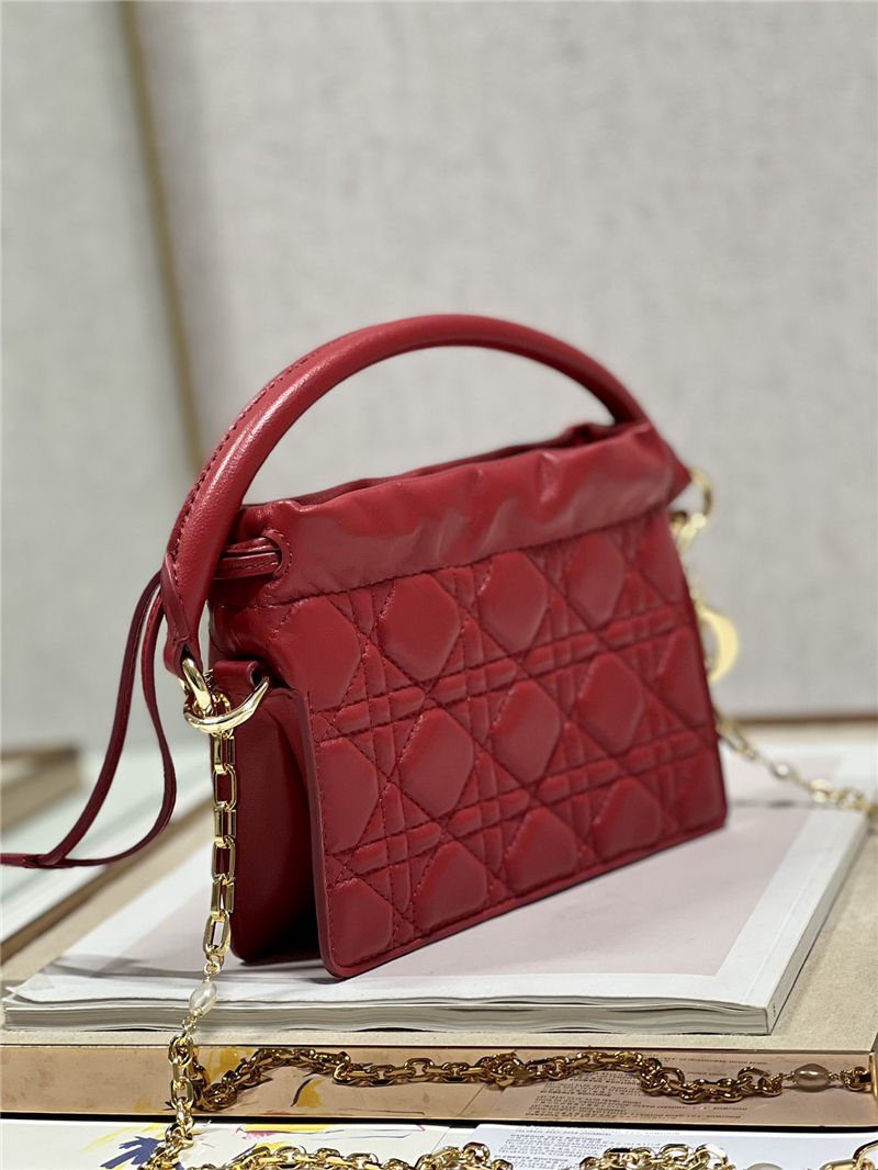 LADY DIOR TOP HANDLE DRAWSTRING MINI BAG Red High