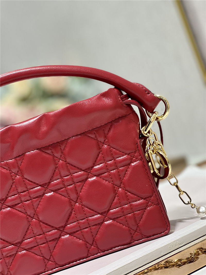 LADY DIOR TOP HANDLE DRAWSTRING MINI BAG Red High