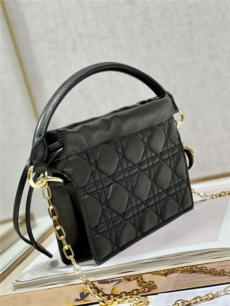 LADY DIOR TOP HANDLE DRAWSTRING MINI BAG Black High