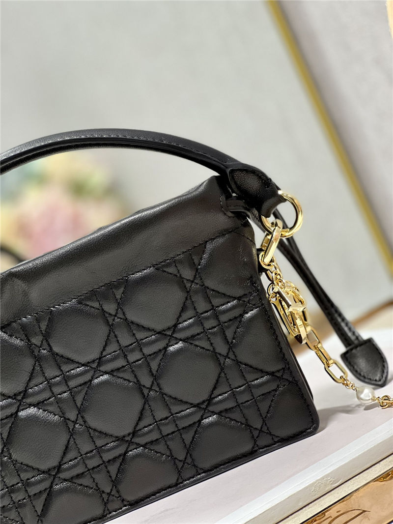 LADY DIOR TOP HANDLE DRAWSTRING MINI BAG Black High