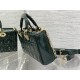 LADY D-JOY BAG MEDIUM Patent Cannage Calfskin Green High