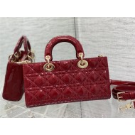 LADY D-JOY BAG MEDIUM Patent Cannage Calfskin Red High